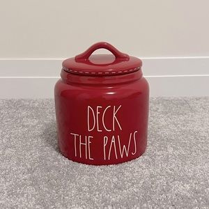 Rae Dunn DECK THE PAWS Red Canister New with Tag